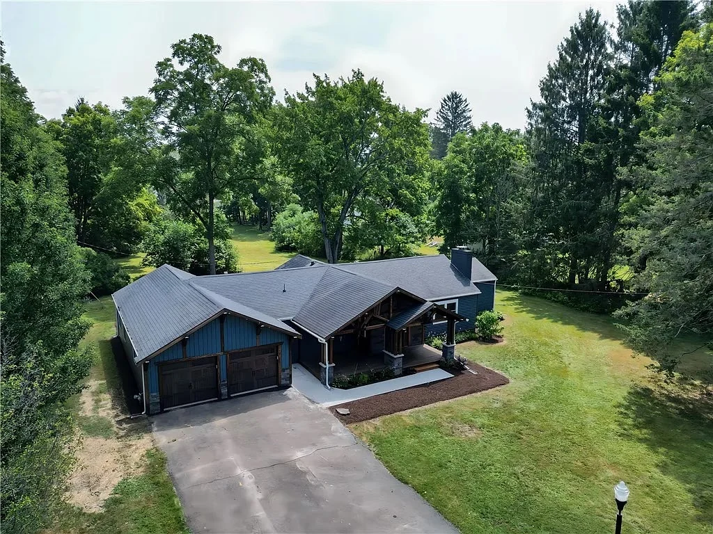Aerial view of the Greenhurst custom home exterior